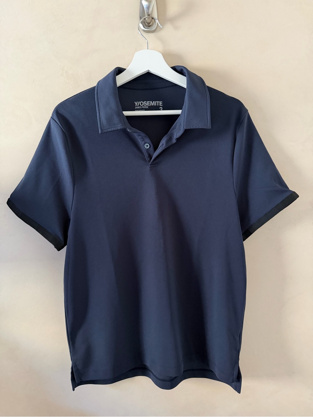 James Perse Yosemite  Polo Shirt Men’s Size 3 Navy Blue Made in Portugal